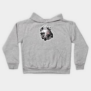 Pastel Goth Floral Wolf Kids Hoodie